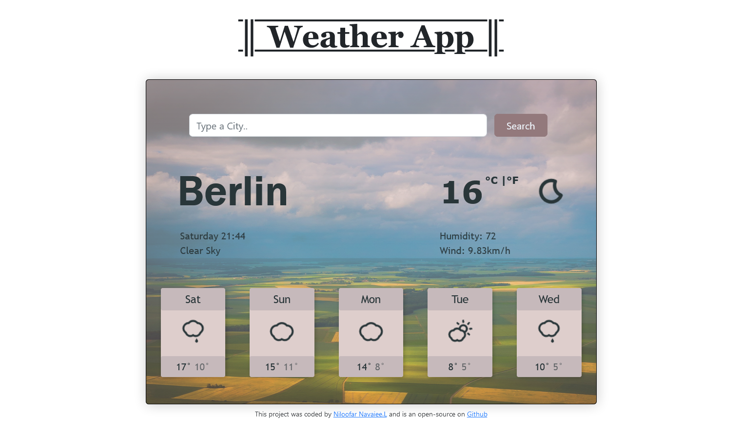 React Weather App Project Preview